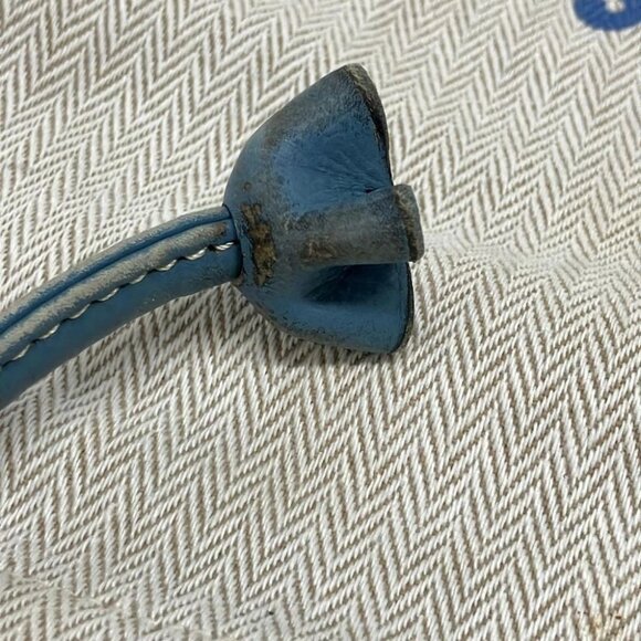 HERMES Aline II Cream Light Blue Cotton Leather Shoulder Bag - Picture 6 of 14